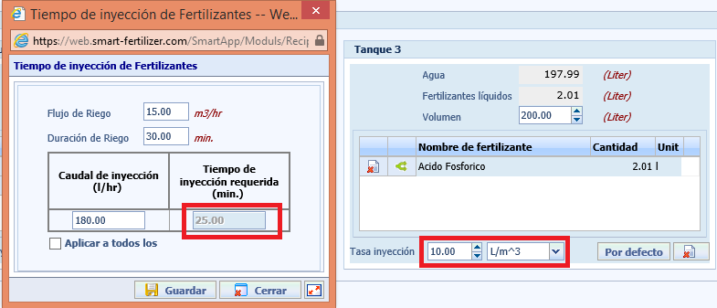 cálculo de ácido en SMART! Software